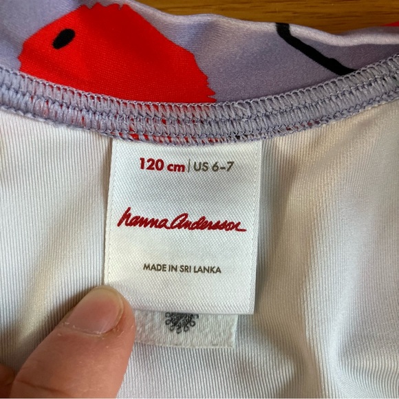 Hanna Andersson Purple Red Cherry Fruit Summer One Piece Bathing Suit 6-7 120 - Picture 3 of 6